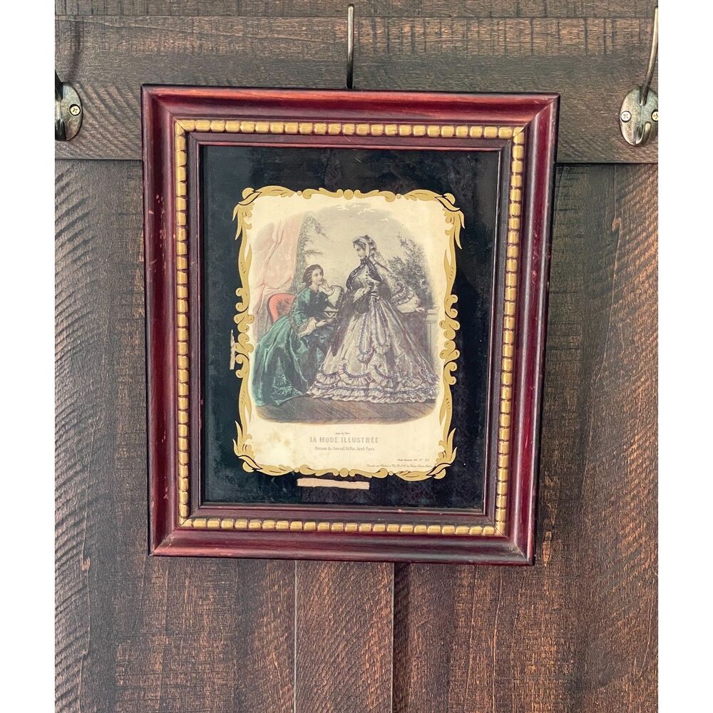 Vintage Framed Victorian Fashion La Mode Illustrée Paris |  Accent Wall Art